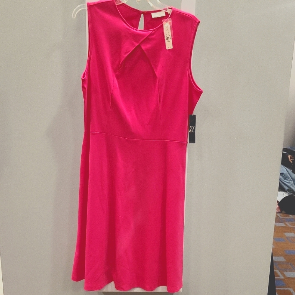 Vibrant Pink Midi Dress with Cut Out and Tie Front